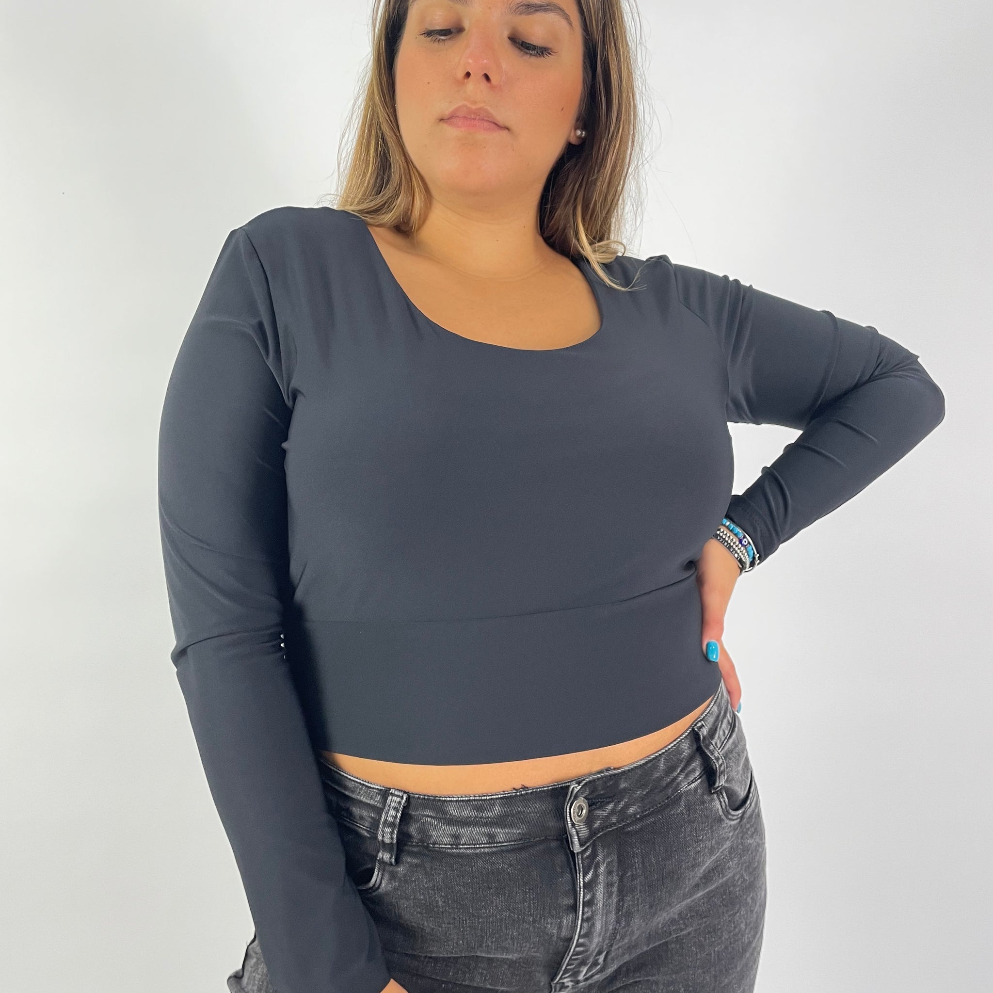 Maglia crop in lycra Curvy