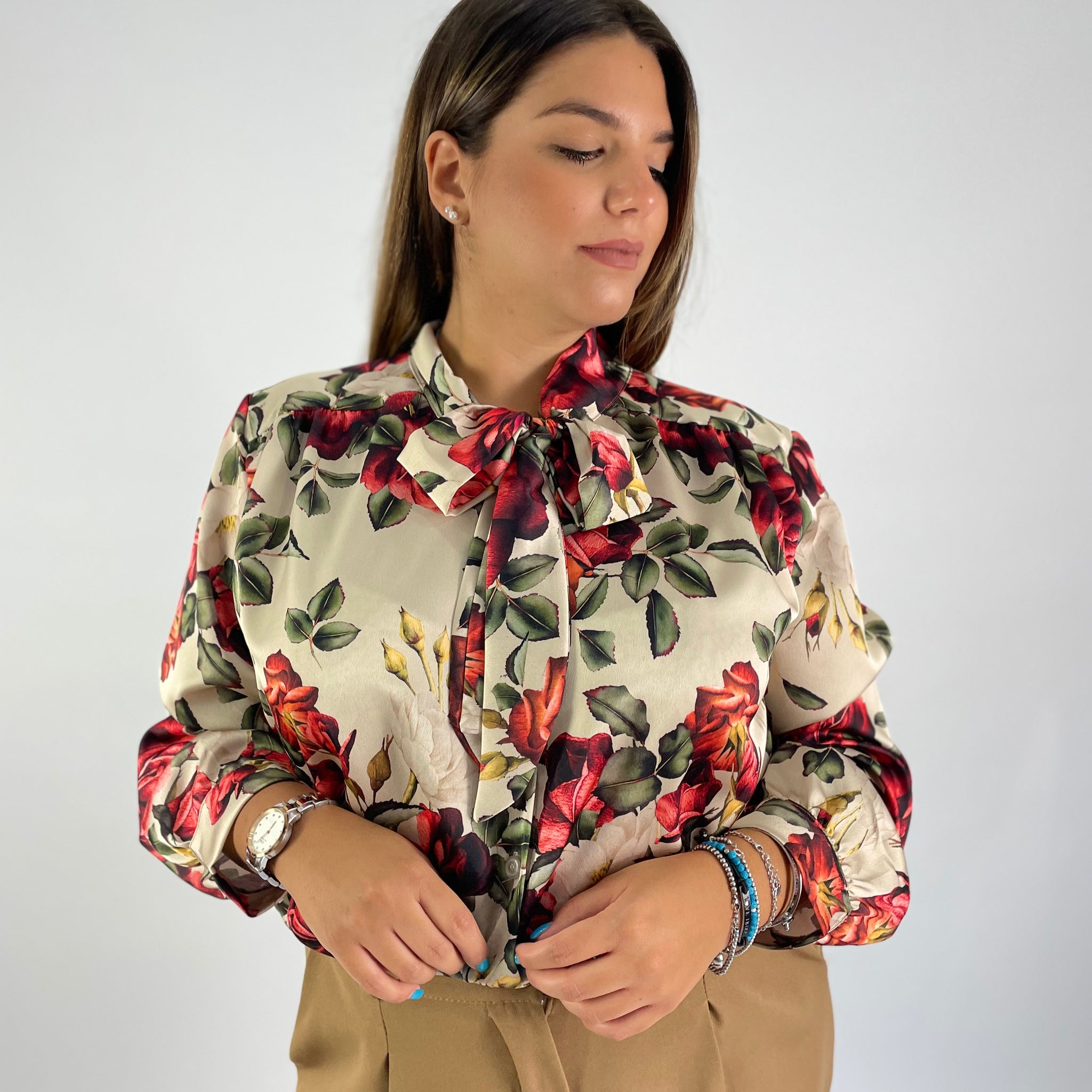 Camicia fiori curvy
