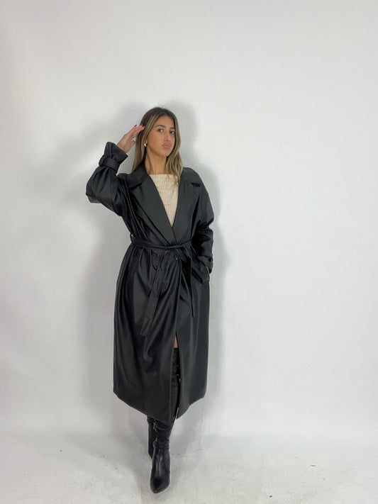Cappotto Trench Lungo Ecopelle