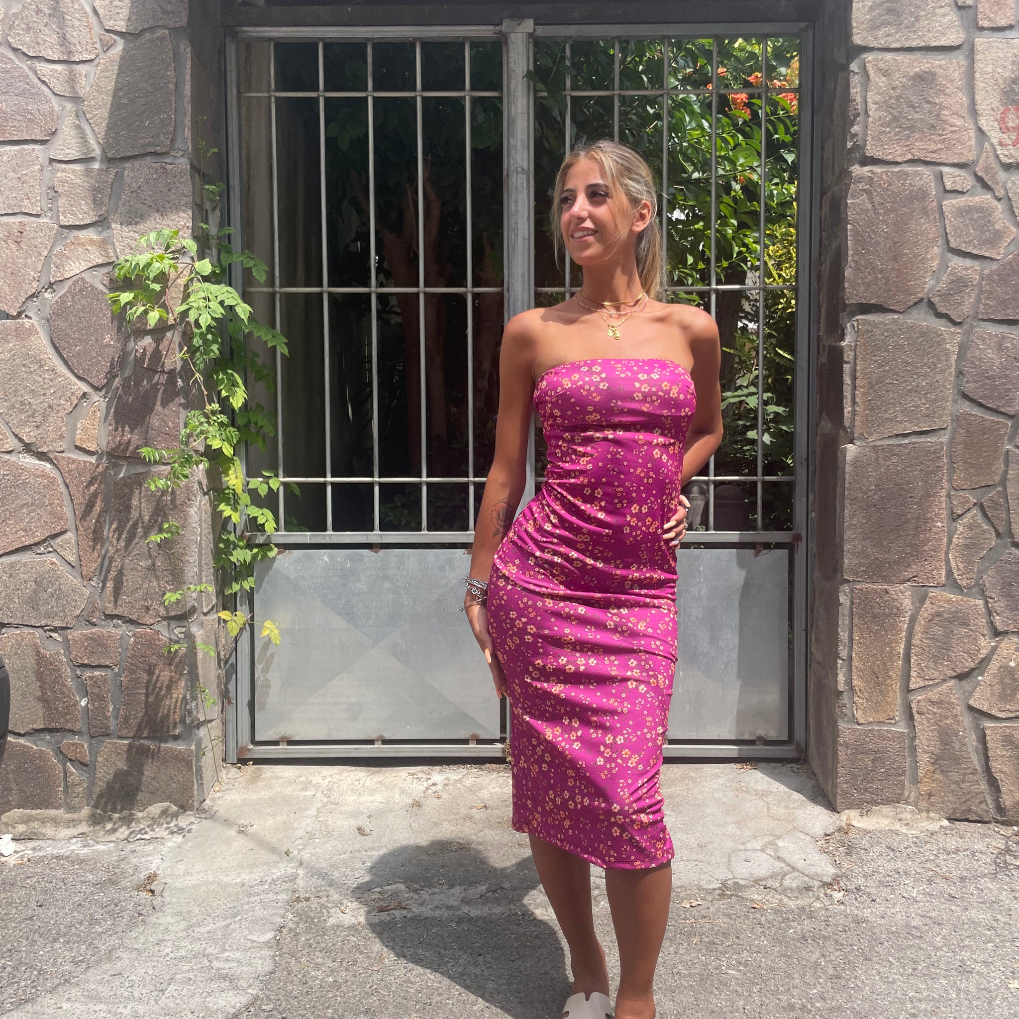 Vestito a fascia Fiorato Regular